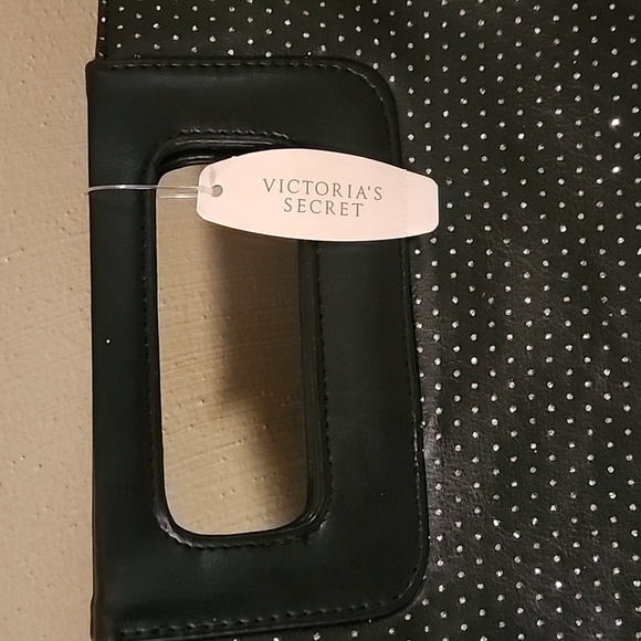Victoria's Secret Black Glitter Studded Tote Bag NWT Sparkles - Picture 3 of 9